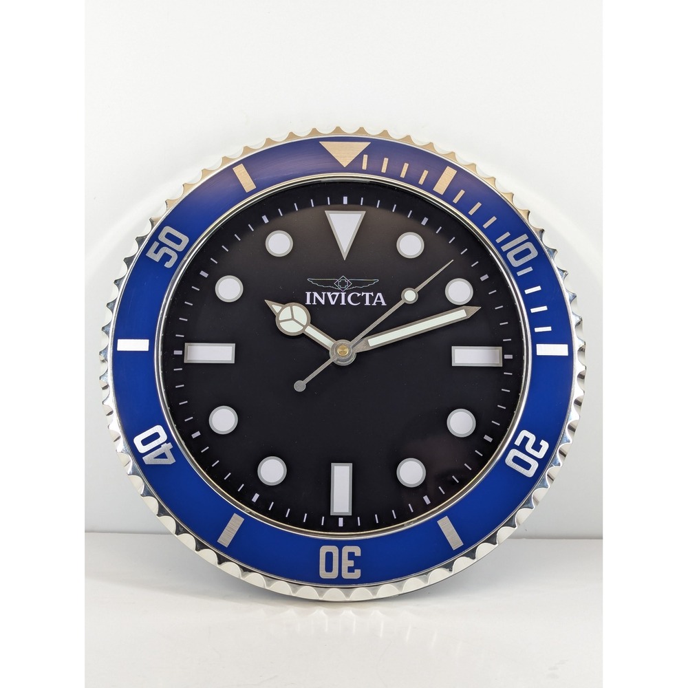 Invicta Pro Diver Wall Clock 70045 Blue Bezel Black Dial Luminous Quartz 14in